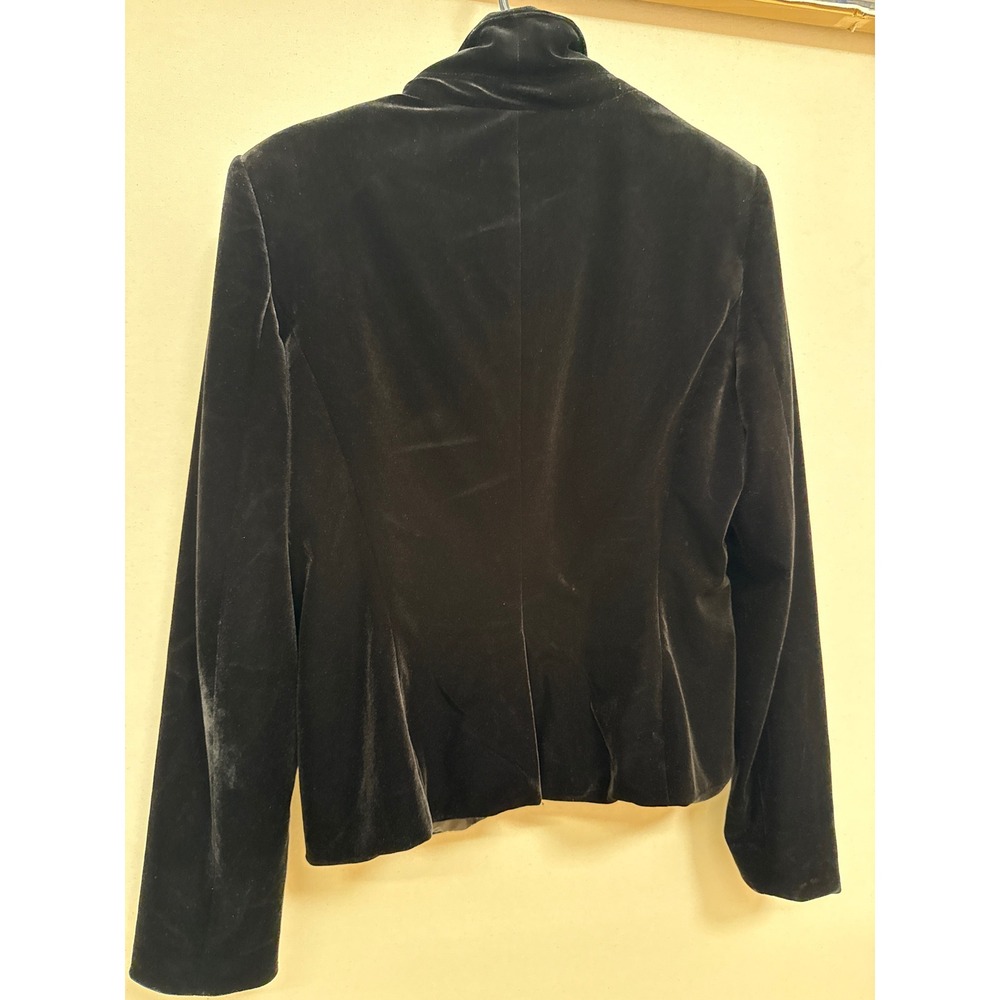 Calvin Klein Womens Black Velvet Blazer Gold Button Stand Collar Jacket RN54163